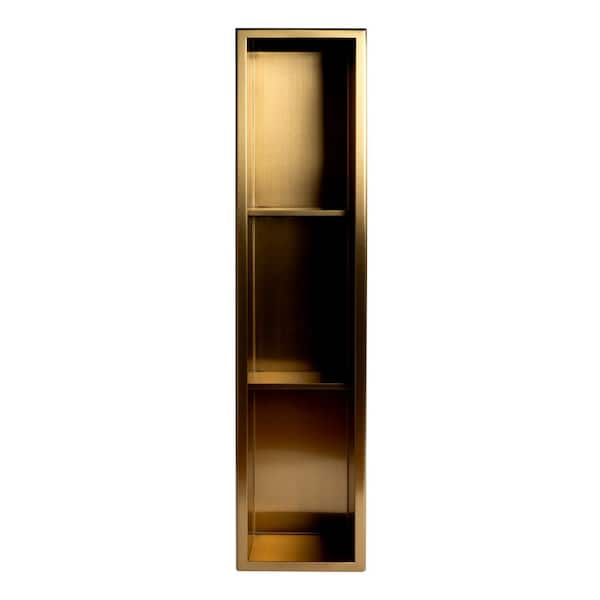 Brushed Gold Shower Niche with 3 Shelves SUS304 Wall-Recessed Bathroom Shelf  - China Brushed Gold Shower Niches, Golden Color Shower Niches