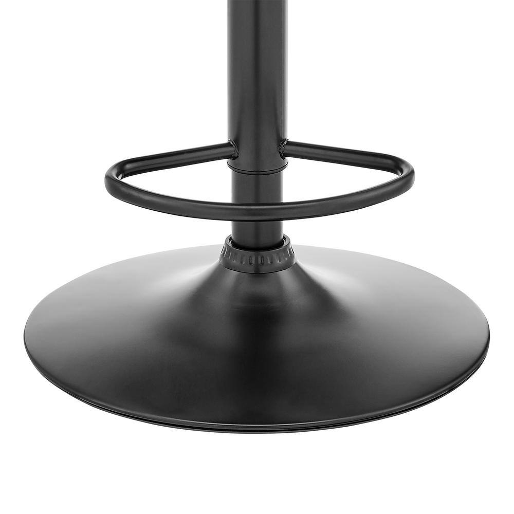 Gray Faux Leather Adjustable Swivel Bar Stool with Wood Legs