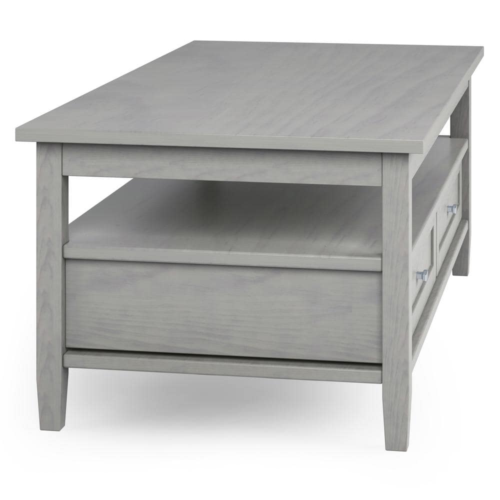 Fog Gray Solid Wood Coffee Table with Storage