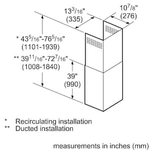 Chimney Extension for Bosch Glass Canopy Range Hoods in Stainless Steel