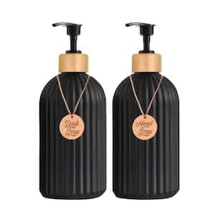 2-Pieces Matte Black Refillable Soap Dispenser Liquid Pump