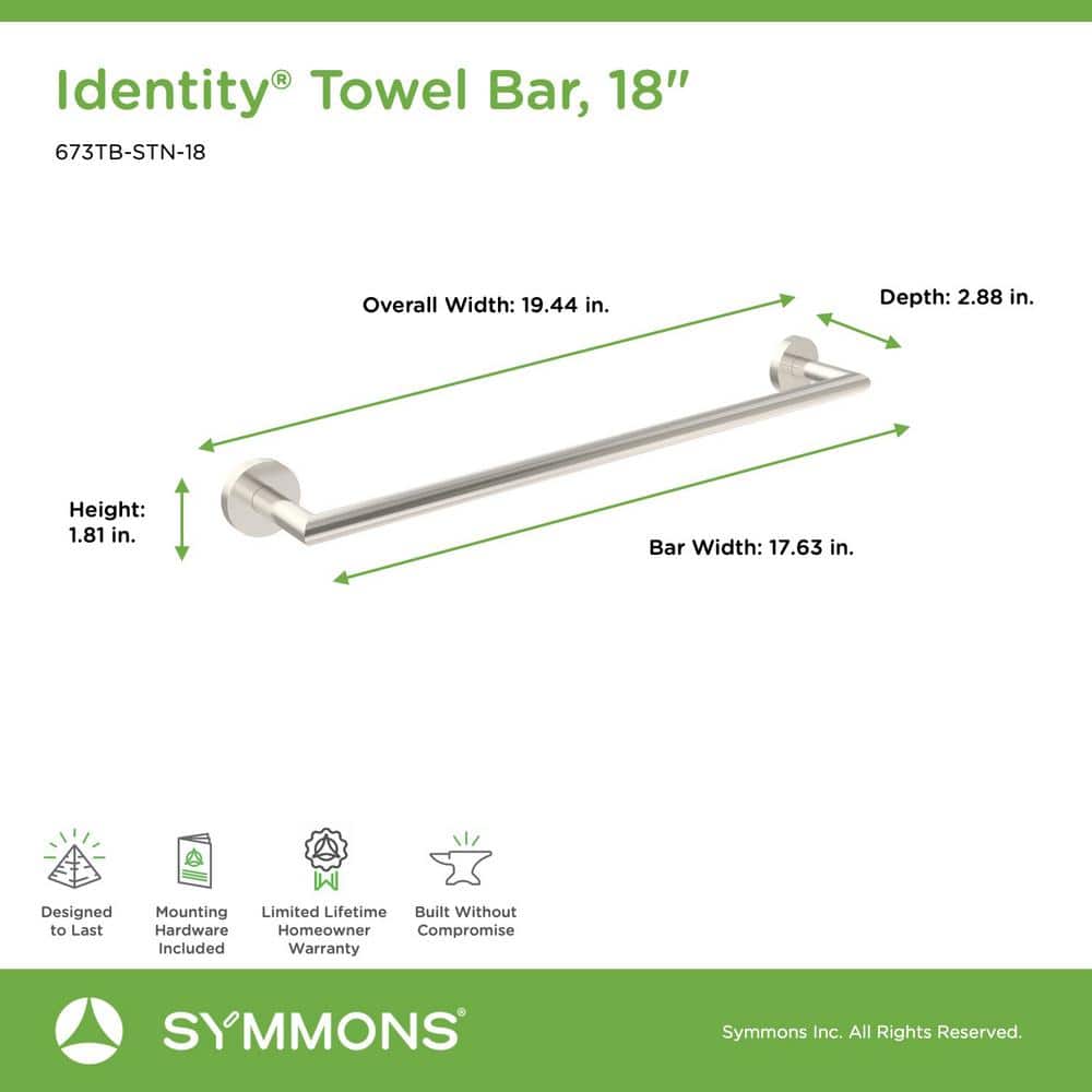 Satin Nickel 18" Wall-Mounted Metal Towel Bar