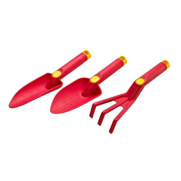 Ogrow High Quality 11 in. Gardening Tool Set in Red (3-Piece)