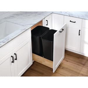 Avondale 18 in W x 24 in D x 34.5 in H Ready to Assemble Plywood Shaker Double Trash Can Kitchen Cabinet in Alpine White