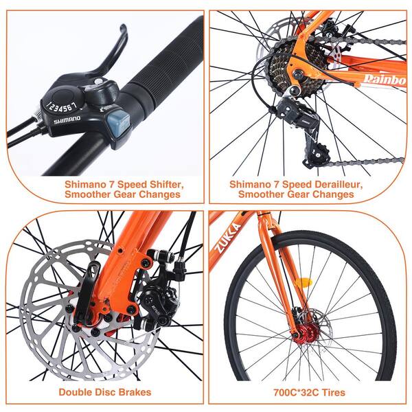 Zeus & Ruta 26 in. Road Bike with 7 Speed Disc Brakes and