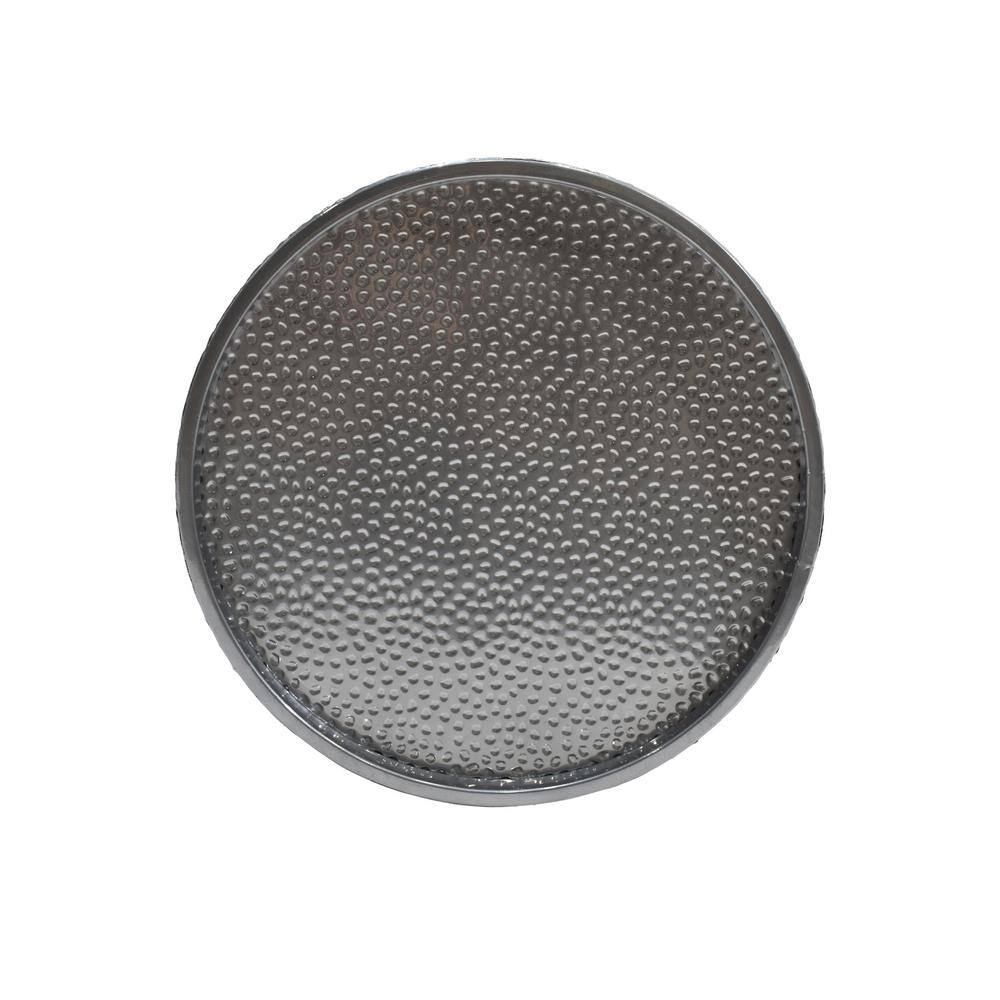 Elegant Silver Hammered Iron Round Accent Table