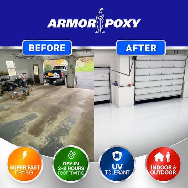 2 Gal. Clear Gloss 2 Part Epoxy Polyaspartic Interior/Exterior, Concrete Basement and Garage Floor Paint