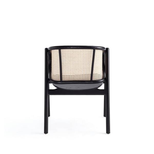 Manhattan Comfort Versailles Accent Chair in Black, Natural Cane and Cream