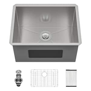 23 in. W x 18 in. D Undermount Stainless Steel Laundry/Utility Sink in Brushed with Pre-Drill Faucet Hole