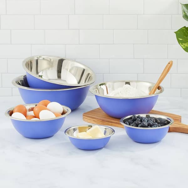 cOOK WITH cOLOR Prep Bowls with Lids- 8 Piece Nesting Plastic Small Mixing  Bowl Set with Lids (Blue Ombre)