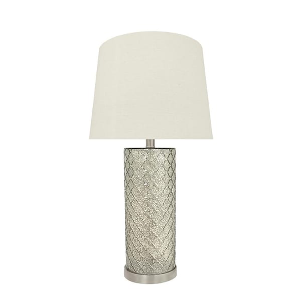 Aspen Creative Corporation 28-1/2 in. Mercury Glass Table Lamp with Hardback Empire Shaped Lamp Shade in Beige
