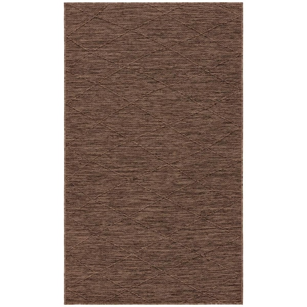 Nourison Practical Solutions Mocha 3 ft. x 5 ft. Diamond Contemporary Area Rug