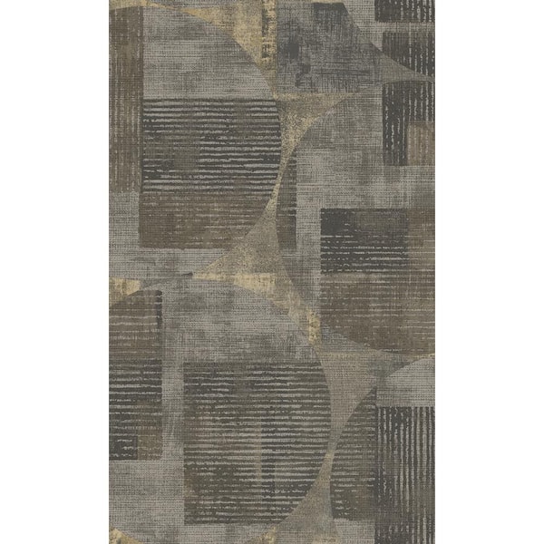 Walls Republic Walnut Textured Geometric Circles and Stripes Paste the Wall Double Roll Wallpaper 57 sq. ft.