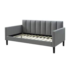 Bristol Twin Size Upholstered Panel Platform Gray Bed