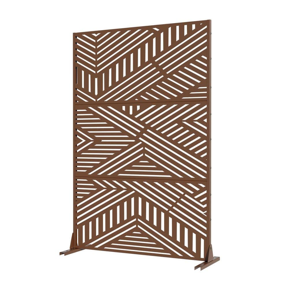 72 in. x 47 in. Outdoor Galvanized Metal Decorative Garden Fence in Abstract Pattern in Brown price history on PriceWatchPro
