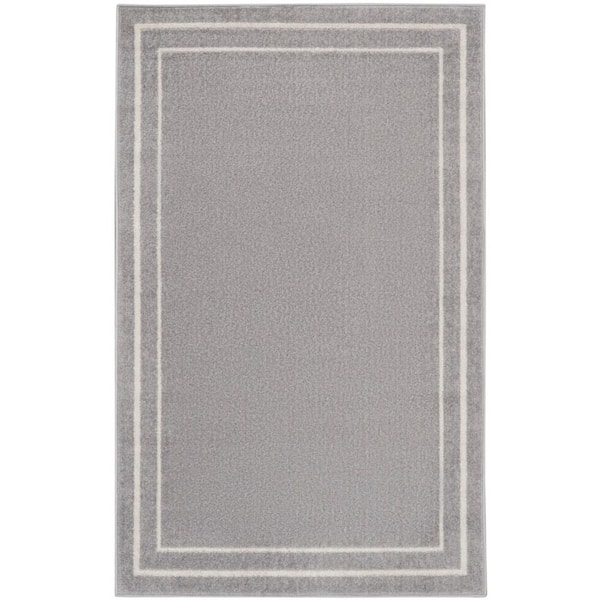 Nourison Nourison Essentials Grey/Ivory 3 ft. x 5 ft. Solid Contemporary Area Rug