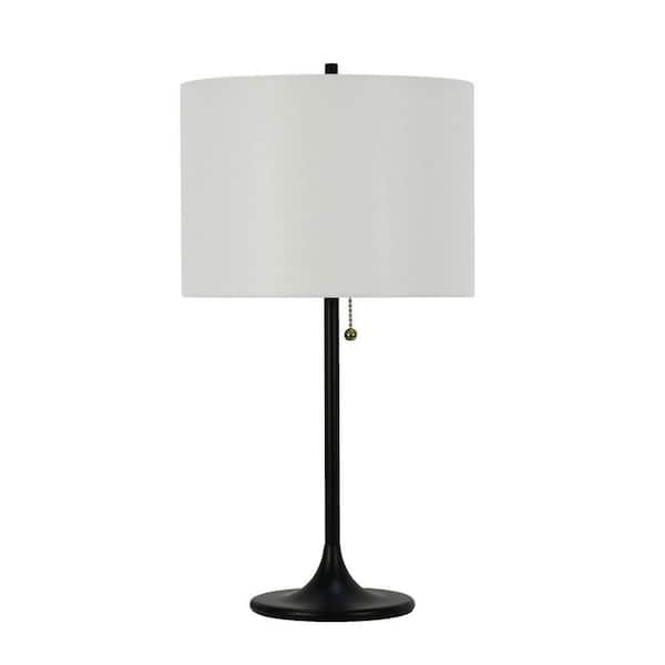 26.5 in. Black Metal Column Table Lamp with Designer Shade