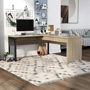 Meyers 65.08 in. Natural Oak L Shaped Desk With Lift Top Storage