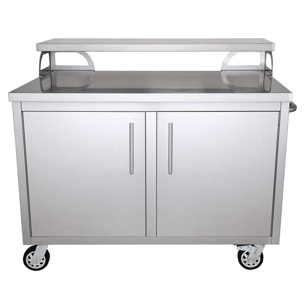 Casa Nico Stainless Steel 42 In X 43 In X 28 In Portable Outdoor Kitchen Cabinet And Patio Bar Kd02 The Home Depot