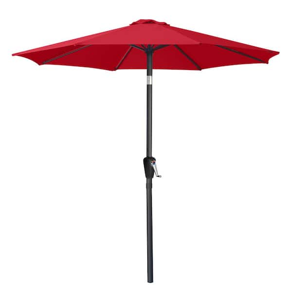 ABCCANOPY 9 ft. Aluminum Market Push Button Tilt Patio Umbrella in Red