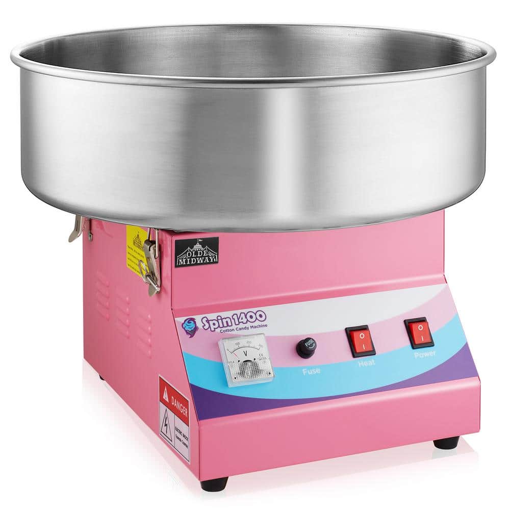 Olde Midway 1000 W Pink Tabletop Cotton Candy Machine