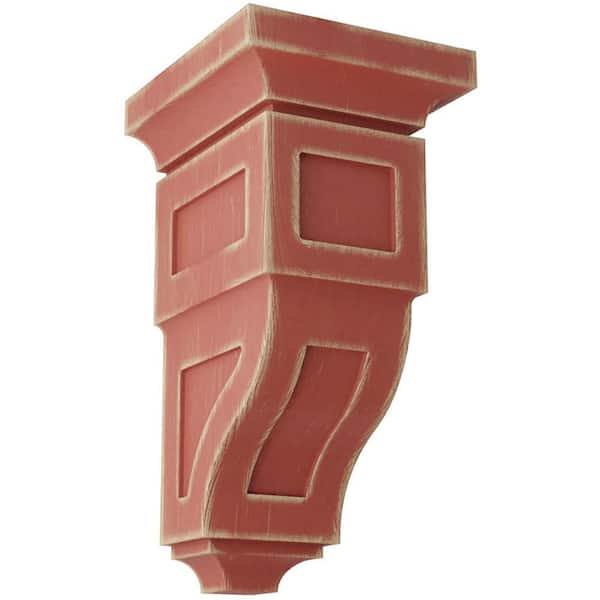 Ekena Millwork 6 in. x 12 in. x 6-3/4 in. Salvage Red Large Reyes Wood Vintage Decor Corbel