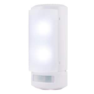 Battery Operated Wireless Motion-Sensing 1 Light White LED Lighting Wall Sconce