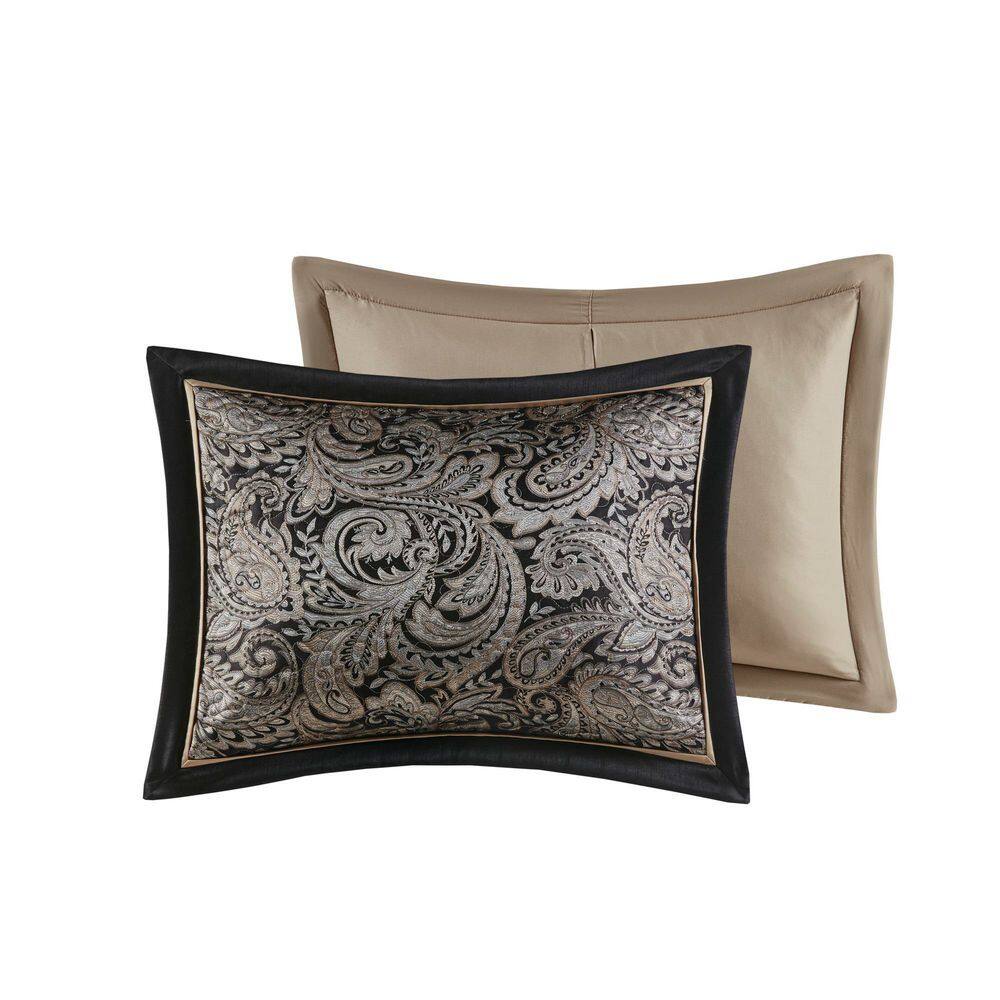 Aubrey Queen Black Cotton Reversible Jacquard Bedspread Set