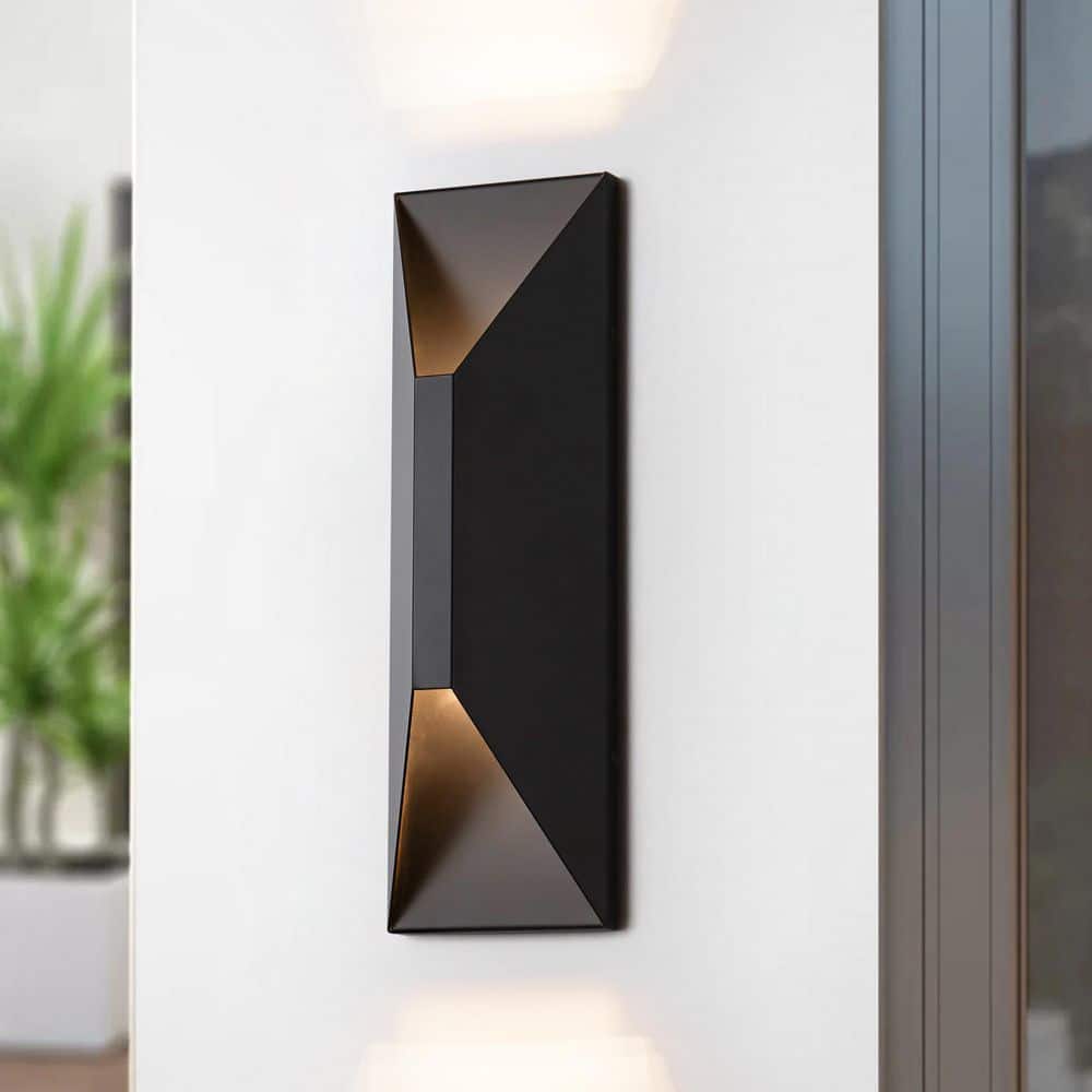 Kimberly 14 in. Modern Black Rectangular Geometric LED 3000K Outdoor Wall Light Sconce price history on PriceWatchPro