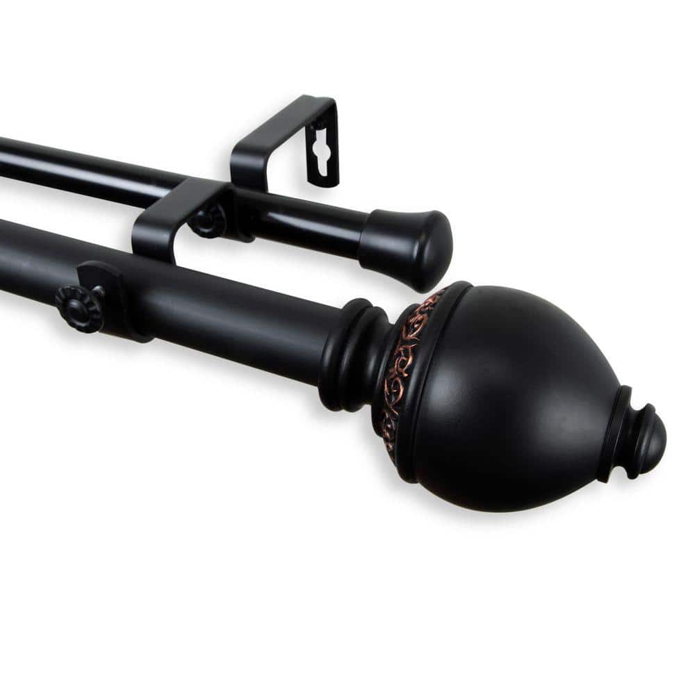 28 in. - 48 in. Telescoping 1 in. Double Curtain Rod Kit in Black with Ramona Finial price history on PriceWatchPro