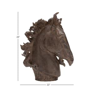 7 in. x 25 in. Brown Polystone Horse Sculpture