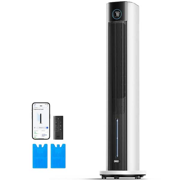 1327 CFM 4-Speed Portable Evaporative Cooler with 85° Oscillation, 12-H Timer in White