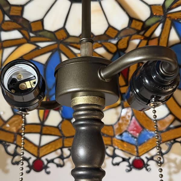 Lasaideal 64 in. Tiffany Style Bronze Finish 2-Light Standard