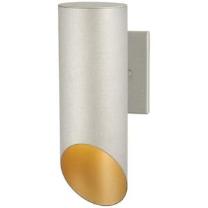 Pineview Slope Collection 1-Light Sand Silver with Gold Outdoor Wall Lantern Sconce
