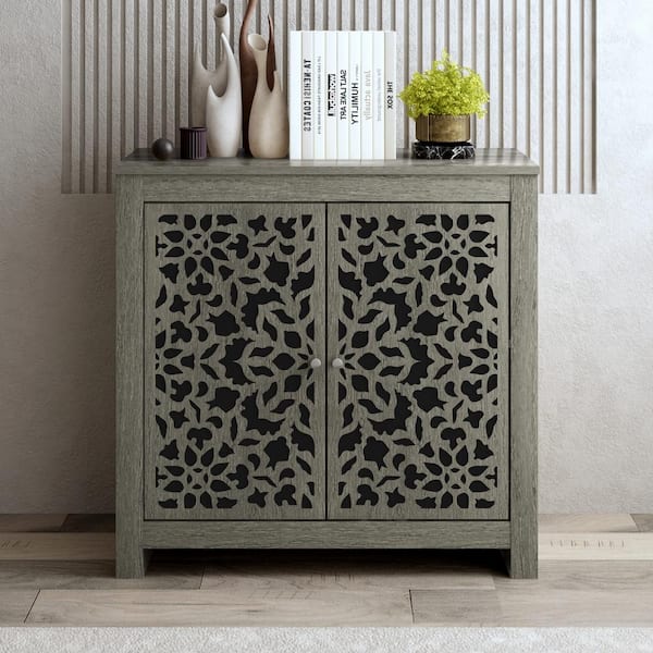 GALANO Culbreath Coffee Gray Oak Accent Cabinet with 2 Doors