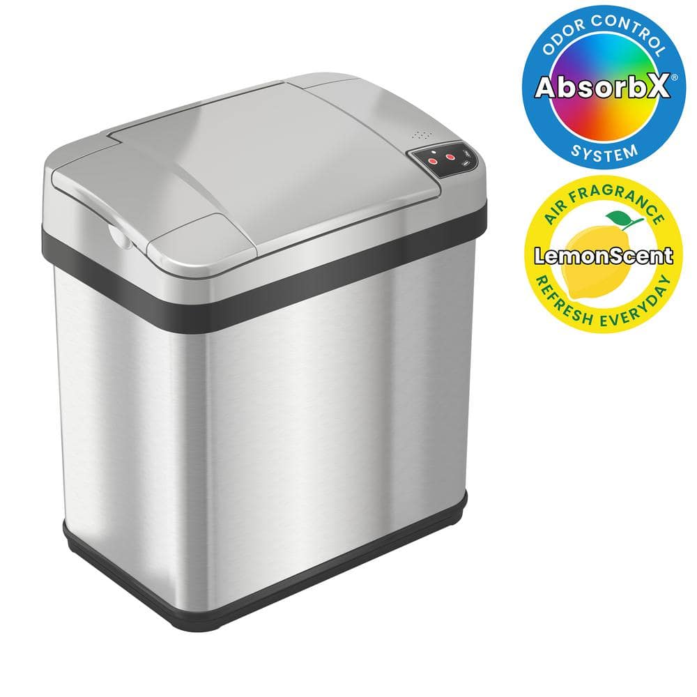 iTouchless Stainless Steel Bathroom Sensor Trash Can with AbsorbX Odor Control System and Fragrance