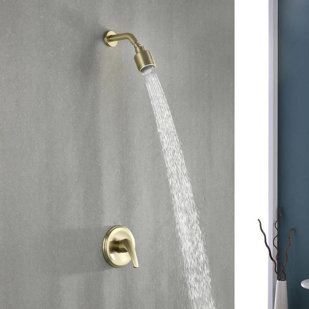 Brushed Gold Wall Mounted Rain Shower Faucet Set