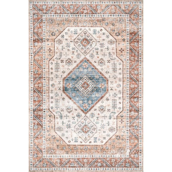 nuLOOM Elowyn Machine Washable Medallion Multi 8 ft. x 10 ft. Area Rug