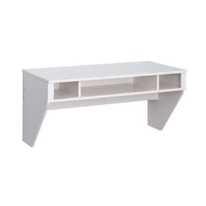 43 in. Rectangular White Floating Desk with Cable Management