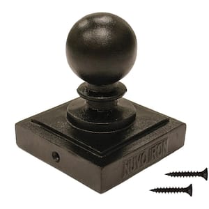 4 in. x 4 in. Black Aluminum Ornamental Ball Post Cap (12-Pack)