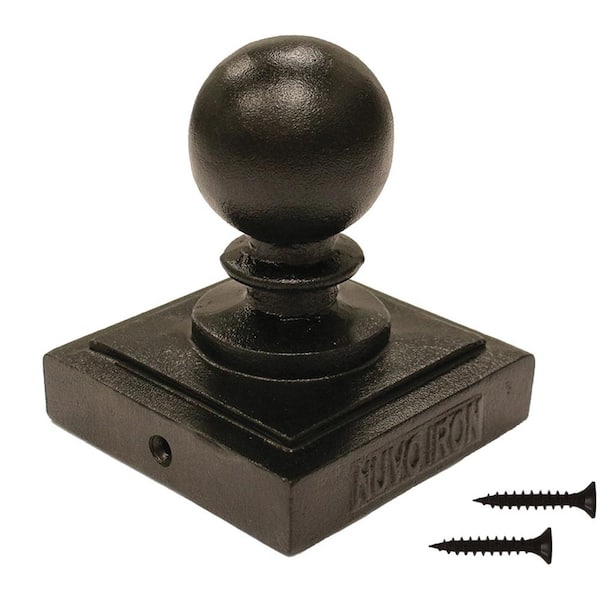 NUVO IRON 4 in. x 4 in. Black Aluminum Ornamental Ball Post Cap (12-Pack)