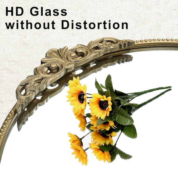 LuxHomez 24 in. W x 36 in. H Vintage Antique Gold Arched Ornate