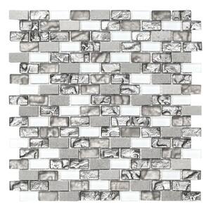 Kensington Gray Backsplash 3.93 in. x 4.33 in. Brick Joint Matte Marble Glass Mosaic Wall Tile Sample (0.11 sq. ft./Ea)