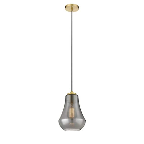 Innovations Fairfield 1-Light Satin Gold Shaded Pendant Light with Plated Smoke Glass Shade