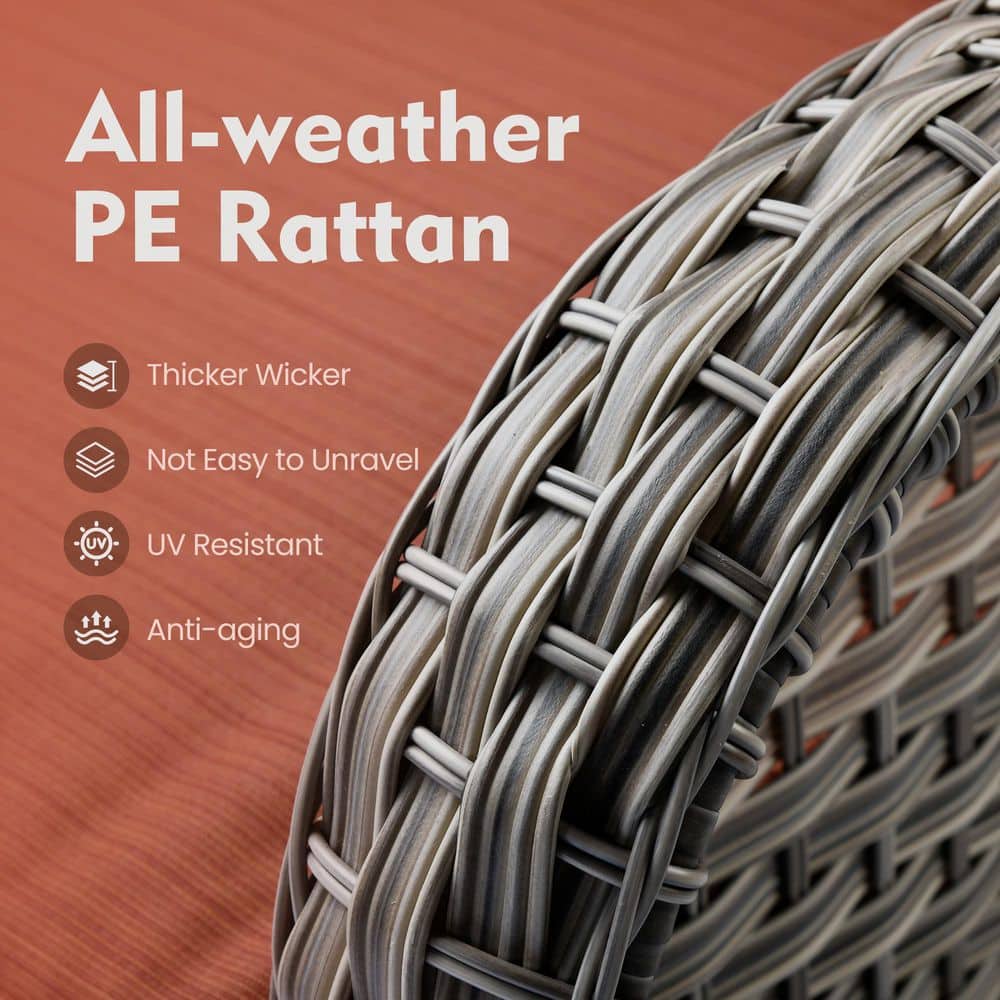 Close-up of all-weather PE rattan texture.