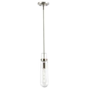 Tahoe 1-Light Satin Nickel/Seeded Pendant with Glass Shade