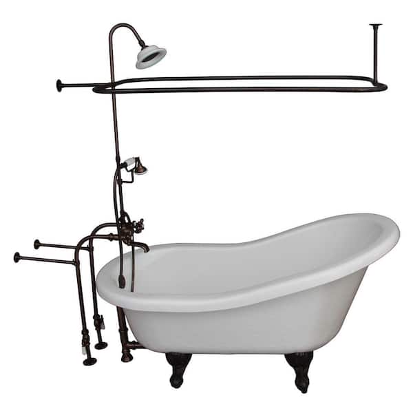 Barclay Products 5.6 ft. Acrylic Ball and Claw Feet Slipper Tub in White with Oil Rubbed Bronze Feet