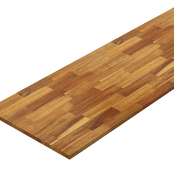 Interbuild 8 ft. L x 40 in. D, Acacia Butcher Block Countertop Island in Golden Teak with Square Edge