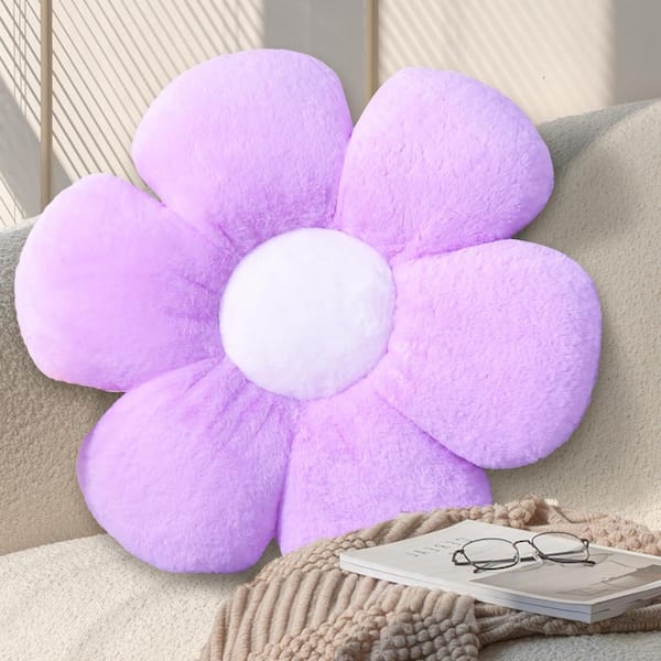 17.71 in Daisy Flower Throw Pillow, Soft Plush Floor Cushion, Pink