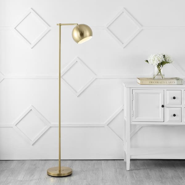 Eva 58.5 in. Brass Gold Modern Contemporary Iron LED Floor Lamp